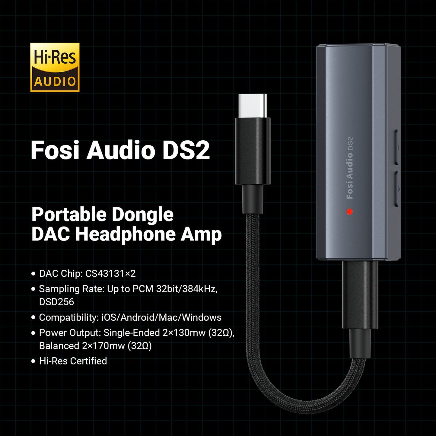 Fosi Audio DS2 Dongle DAC Headphone Amplifier